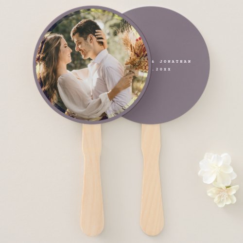 Modern Minimalist Taupe Grey Neutral Wedding Photo Hand Fan