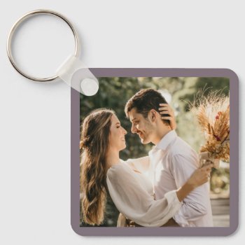 Modern Minimalist Taupe Grey Photo Wedding Favor Keychain by littleteapotdesigns at Zazzle