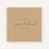 Modern Minimalist Taupe Guest Book Weddings