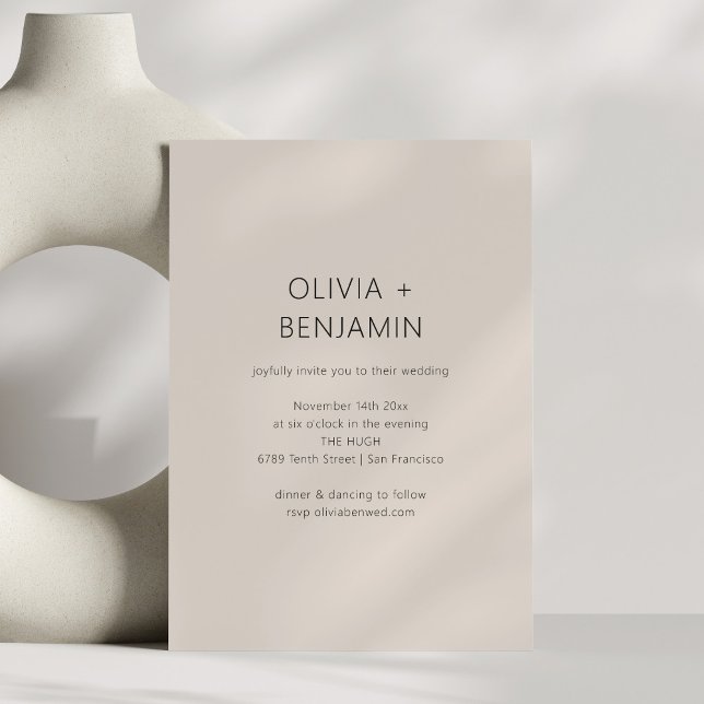 Modern Minimalist Taupe Neutral Wedding Invitation (Creator Uploaded)