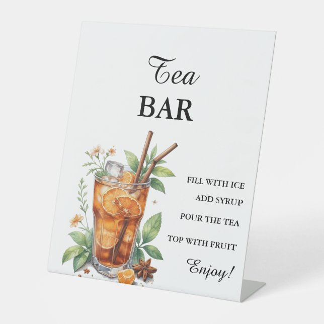 Modern Minimalist tea bar Summer Birthday sign (Front)