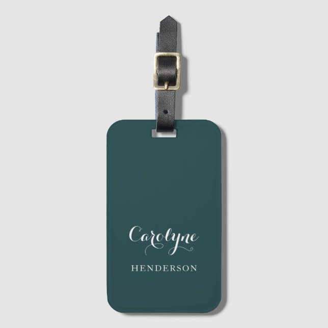 Modern Minimalist Teal Blue Luggage Tag (Front Vertical)
