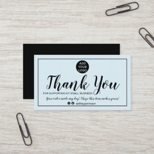 Modern minimalist teal blue thank you business card