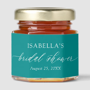 Modern Minimalist Teal Green Bridal Shower Honey Jar Favors