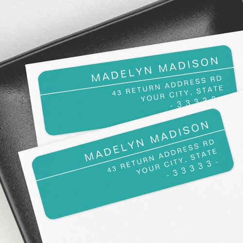 Modern minimalist teal return address label