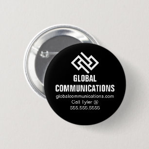 Modern Minimalist Tech Company Black White Button