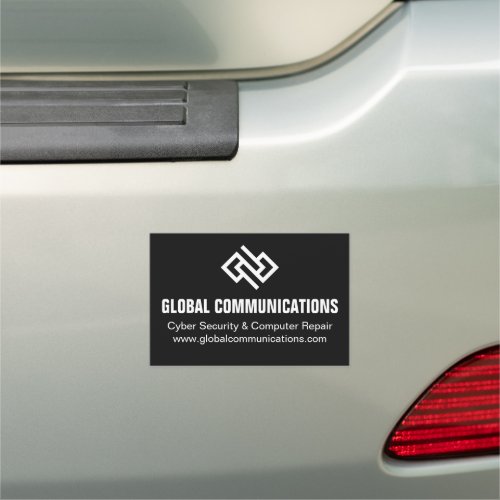 Modern Minimalist Tech Company Black White Car Magnet