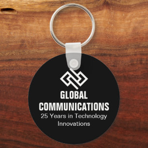 Modern Minimalist Tech Company Black White Keychain