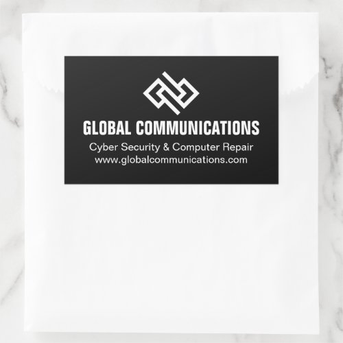 Modern Minimalist Tech Company Black White Rectangular Sticker