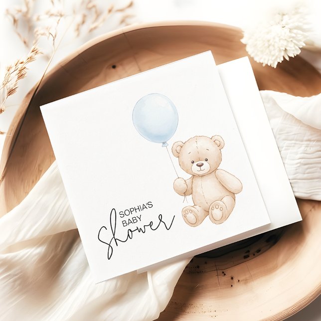 Modern Minimalist Teddy Bear Baby Shower Party Napkins (Creator Uploaded)