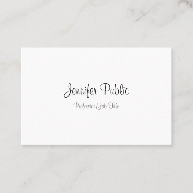 Modern Minimalist Template Calligraphed Script Business Card (Front)