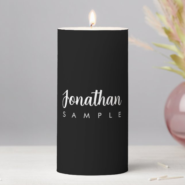 Modern Minimalist Template Calligraphy Name Best Pillar Candle (In Situ)