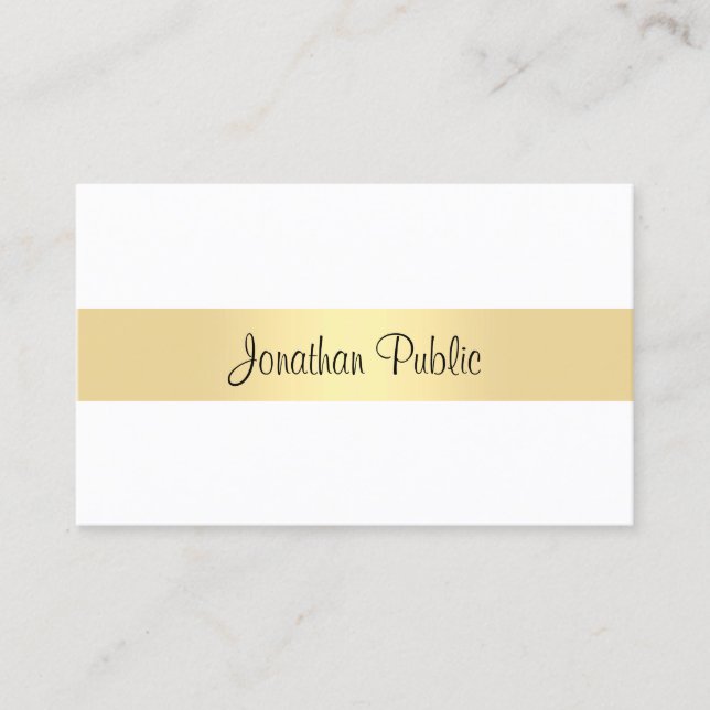 Modern Minimalist Template Calligraphy Script Gold Business Card (Front)