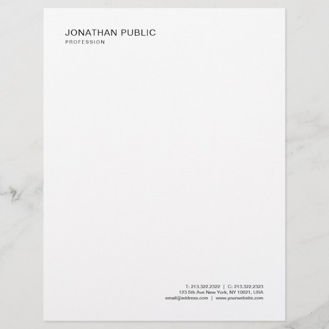 Modern Minimalist Template Elegant Black And White Letterhead (Front)