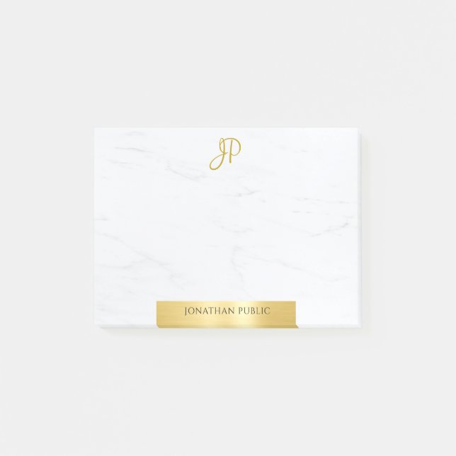 Modern Minimalist Template Elegant Gold And Marble Post-it Notes (Front)