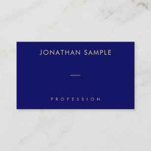 Modern Minimalist Template Elegant Navy Blue Gold Business Card