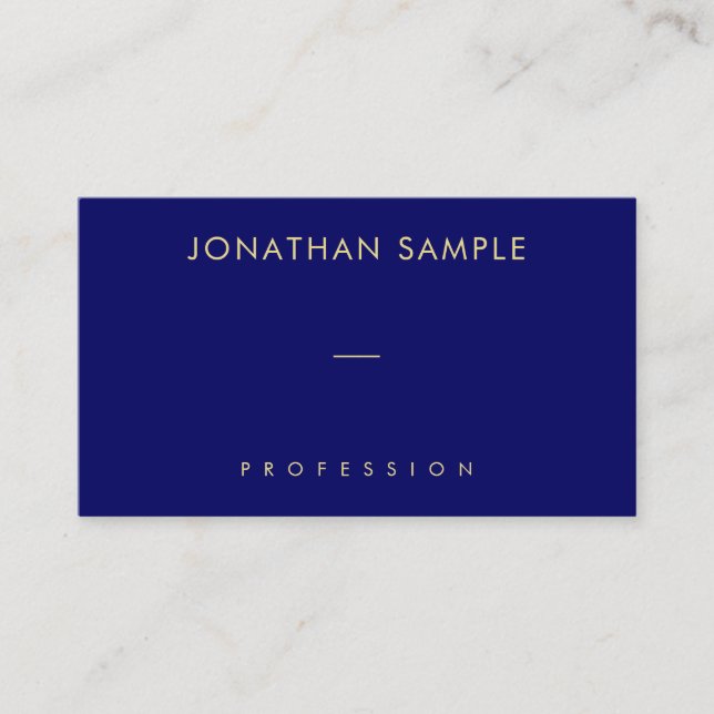 Modern Minimalist Template Elegant Navy Blue Gold Business Card (Front)