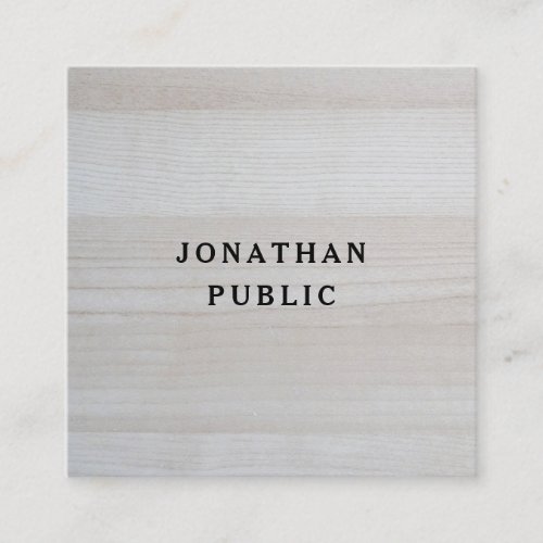 Modern Minimalist Template Elegant Wood Look Square Business Card