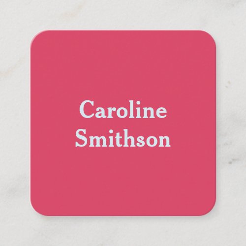 Modern Minimalist Template Pink_Red and Light Blue Square Business Card