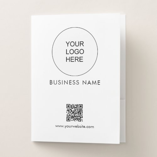 Modern Minimalist Template QR Code Text Logo Here Pocket Folder