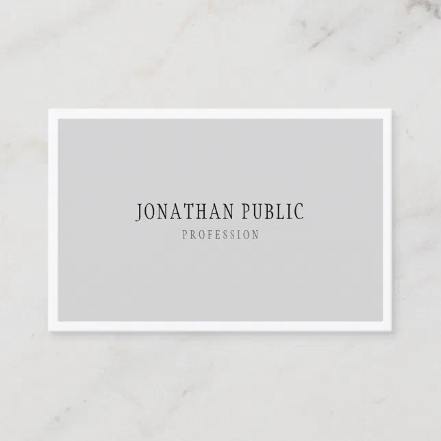 Modern Minimalist Template Simple Grey White Plain Business Card | Zazzle