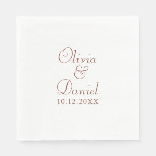 Modern Minimalist Terracotta and White Wedding Napkins