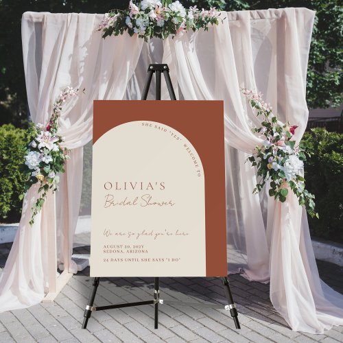 Modern Minimalist Terracotta Arch Bridal Shower Foam Board