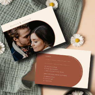 Modern Minimalist Terracotta Arch Photo RSVP Card