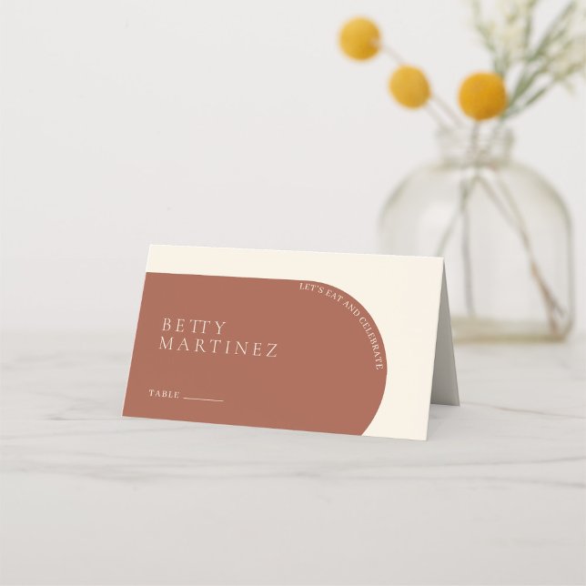 Modern Minimalist Terracotta Arch Wedding Guest Place Card (Creator Uploaded)