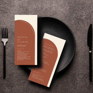 Modern Minimalist Terracotta Arch Wedding Program 