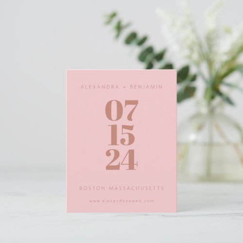 Modern Minimalist Terracotta Blush Full Photo Save The Date