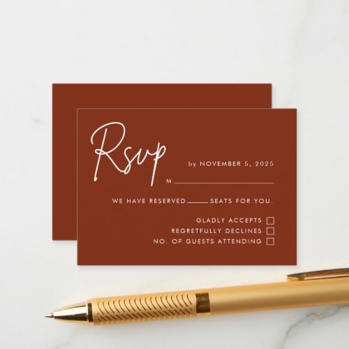 Modern Minimalist Terracotta Boho RSVP Enclosure Card