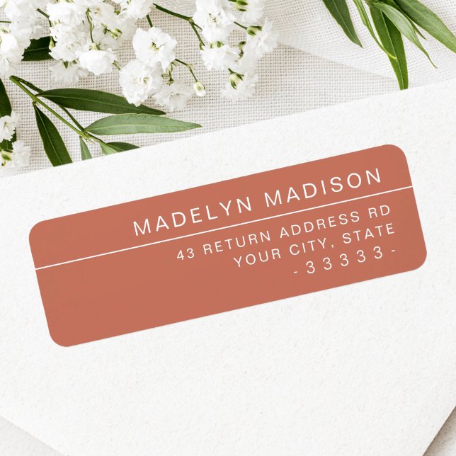 Modern minimalist terracotta brown return address label (Modern minimalist terracotta brown return address label)