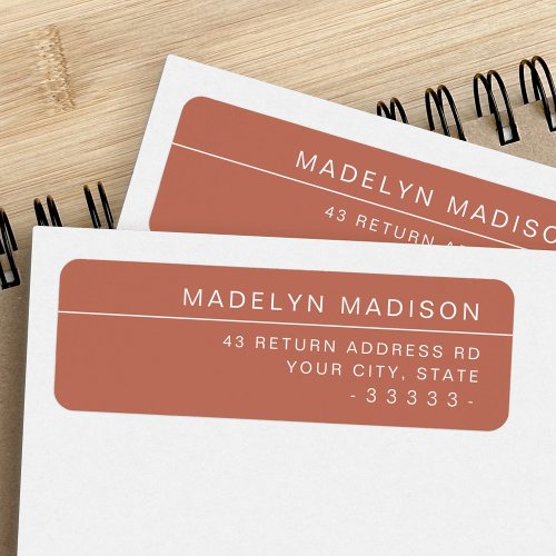 Modern minimalist terracotta brown return address label