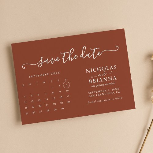 Modern Minimalist Terracotta Calendar Budget Save The Date
