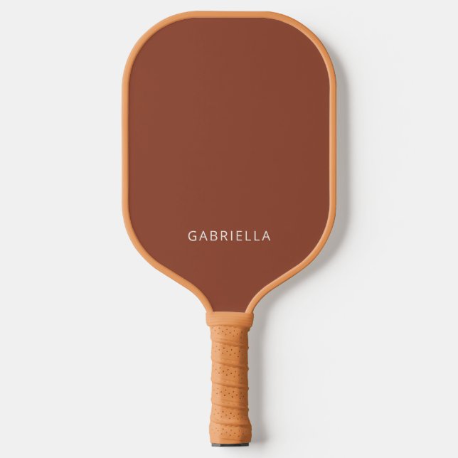 Modern Minimalist Terracotta Personalized Name Pickleball Paddle (Front)