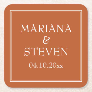 Modern Minimalist Terracotta Square Paper Coaster
