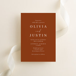 Modern Minimalist Terracotta Wedding Invitation