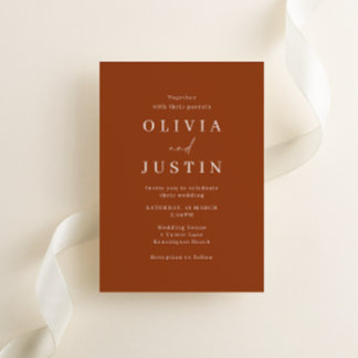 Modern Minimalist Terracotta Wedding Invitation