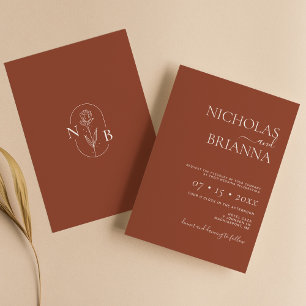 Modern Minimalist Terracotta Wedding Invitation