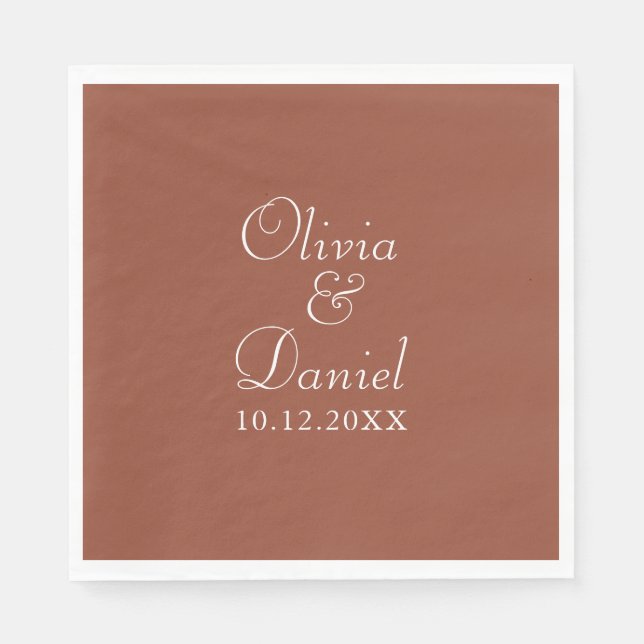 Modern Minimalist Terracotta Wedding Napkins (Front)