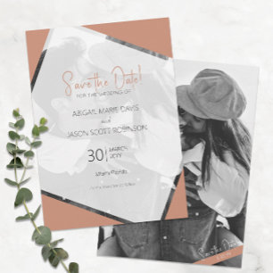 Modern Minimalist Terracotta Wedding Save the Date Invitation