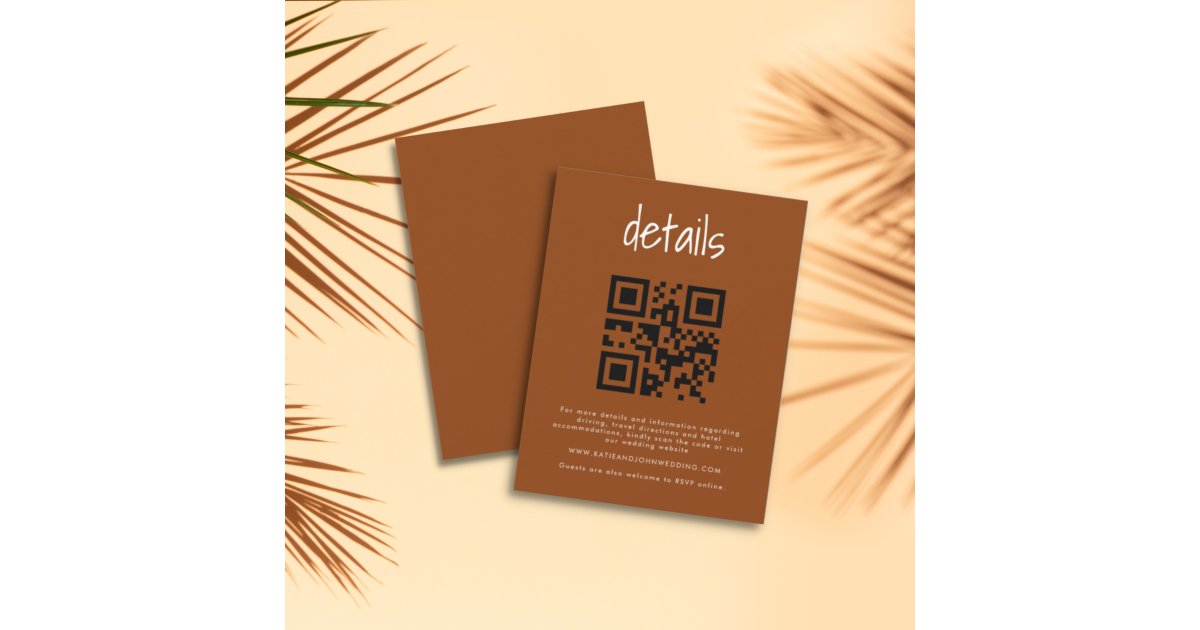 Modern Minimalist Terracotta Wedding Scan the Code | Zazzle