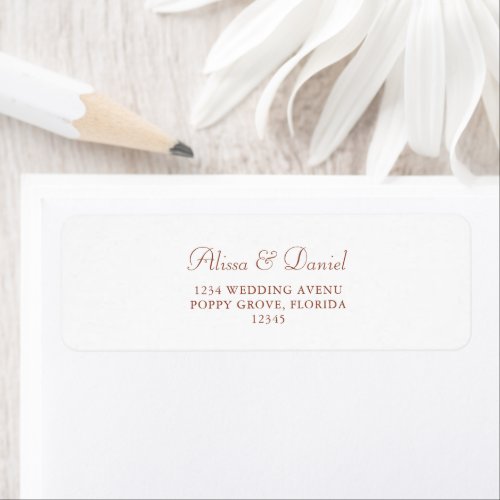 Modern Minimalist Terracotta White Address Label