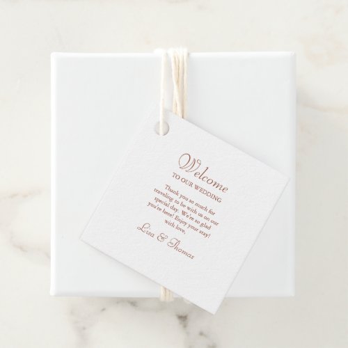 Modern Minimalist Terracotta White Wedding Gift Favor Tags