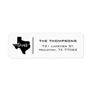 Modern Minimalist Texas State Map Label