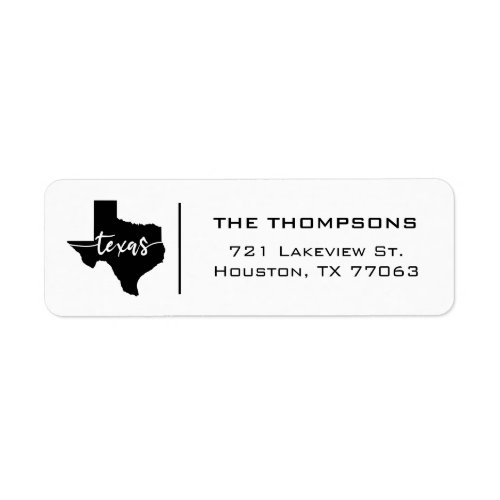 Modern Minimalist Texas State Map  Label