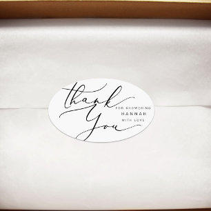 Modern Minimalist Thank you Bridal Shower Oval Sticker
