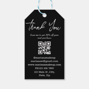 modern minimalist thank you business qr code black gift tags