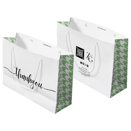 modern minimalist thank you business qr code green large gift bag